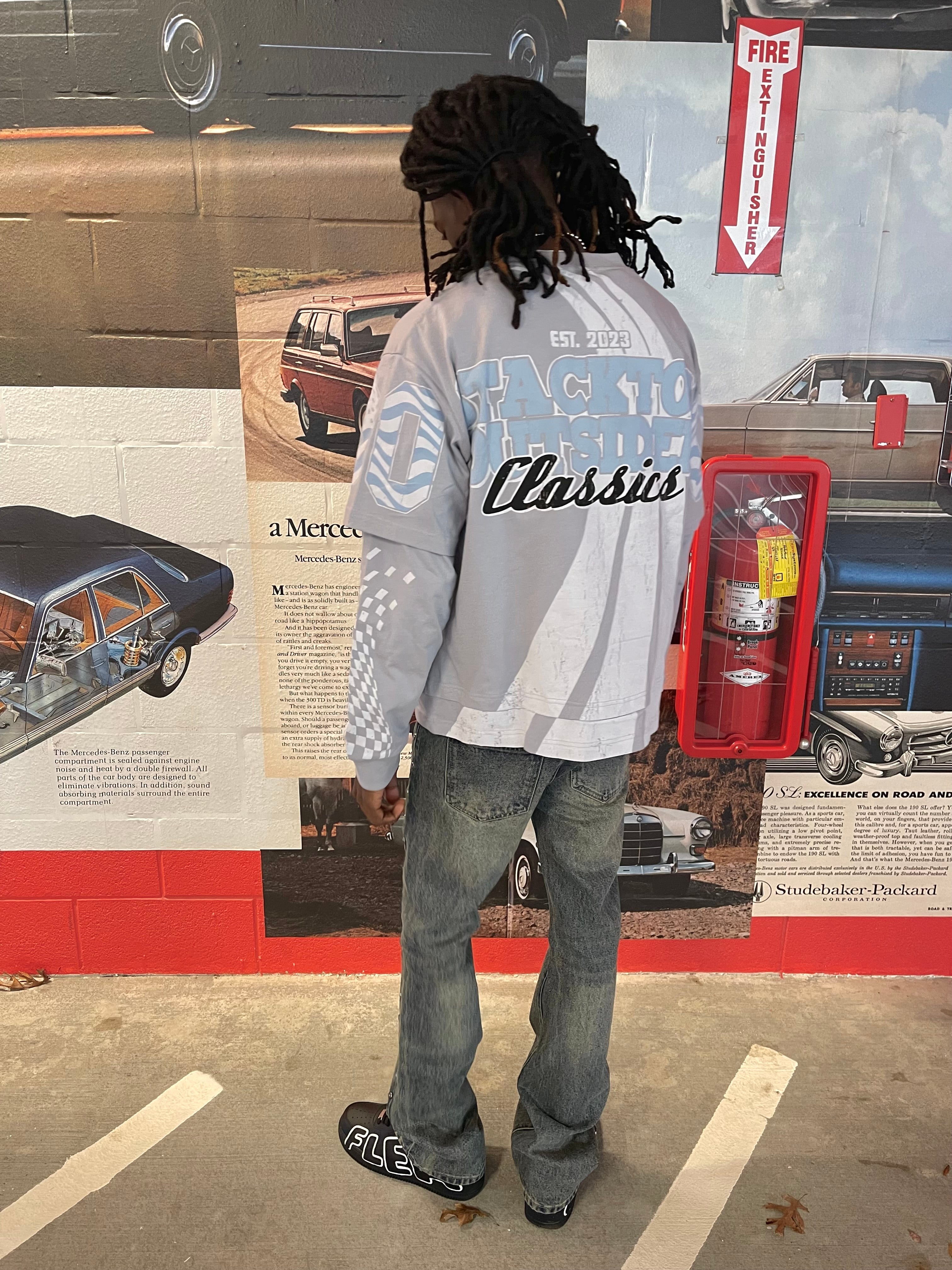 Shadow blue double layer classic shirt